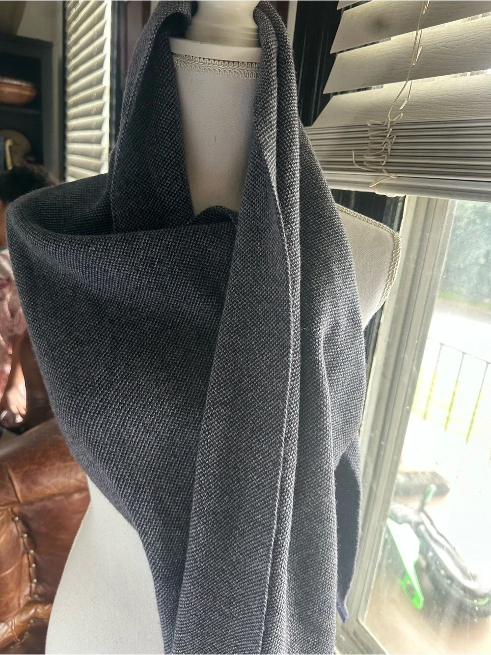 Peter Millar made in Italy wool and cashmere blend Knit Scarf with Navy Border